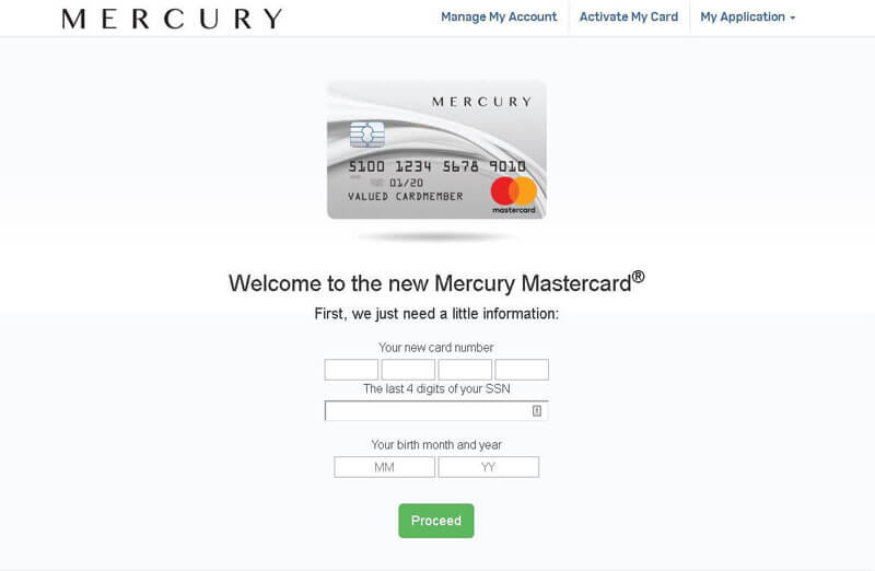 mercury credit card activate