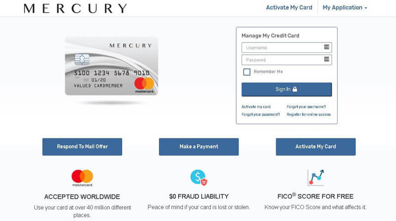 mercury credit card login homepage